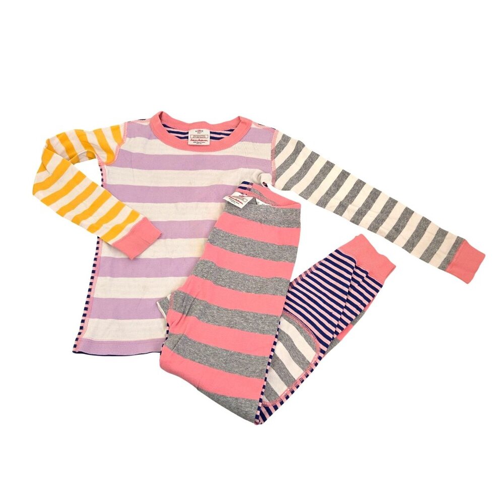 Hanna Andersson Kids Organic Cotton Pajama Set US 6-7 Striped Multi-Color 4151